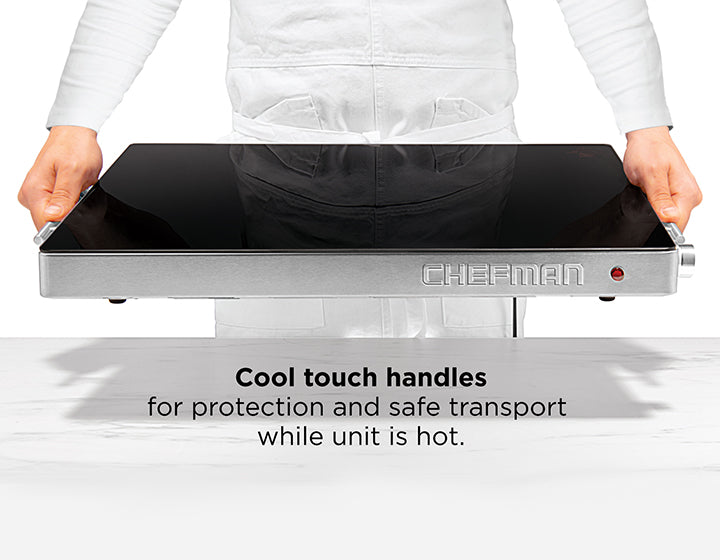 Chefman Compact Glasstop Warming Tray with Adjustable Temperature Control,  Mini 15x12 inch, Black 
