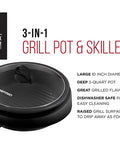 3-In-1 Electric Grill Pot & Skillet