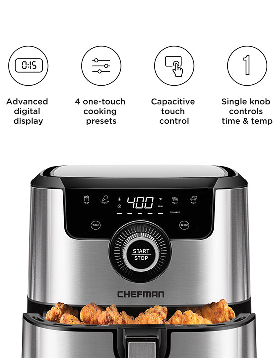 CHEFMAN Small, Compact Air Fryer Healthy Cooking, 2 Qt, Nonstick, User  Friendly and Adjustable Temperature Control w/ 60 Minute Timer & Auto  Shutoff