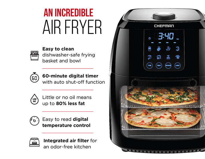 oil-free air fryer 6-Quart Air Fryer Oven with Single Basket, 4-in-1  Function